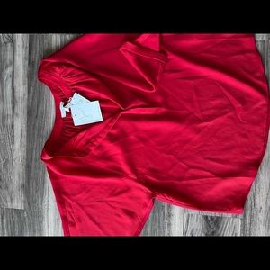 Joie Yareli Split Neck Chiffon Blouse in RED